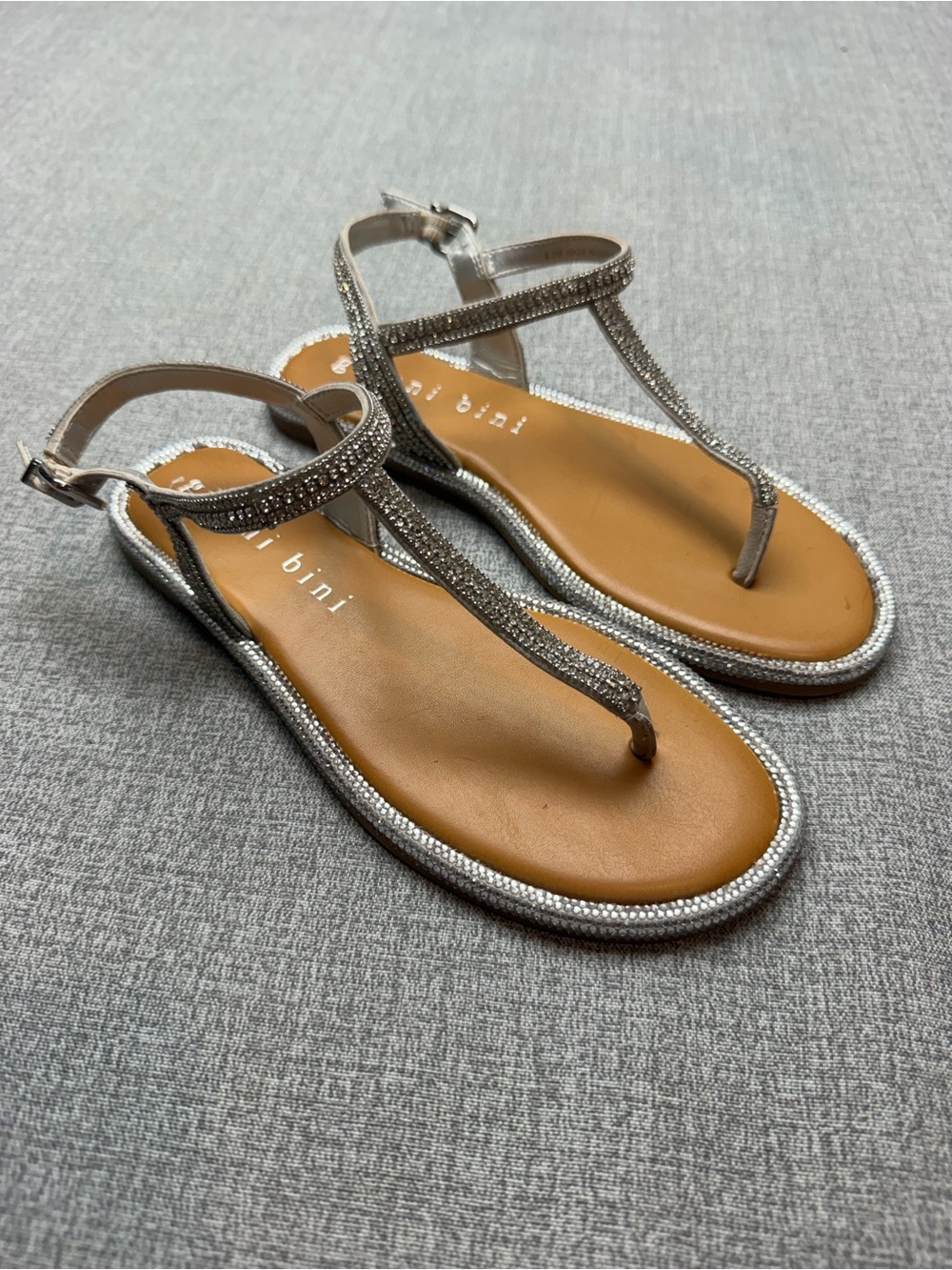 GIANNI BINI Avellia Jewel Embellished T-Strap Thong Sandals